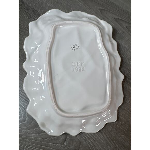 Vtg Fitz & Floyd Christmas Quilt Canape Plate Appetizer Lacey Edge & Bow 1992 9" - Picture 4 of 4